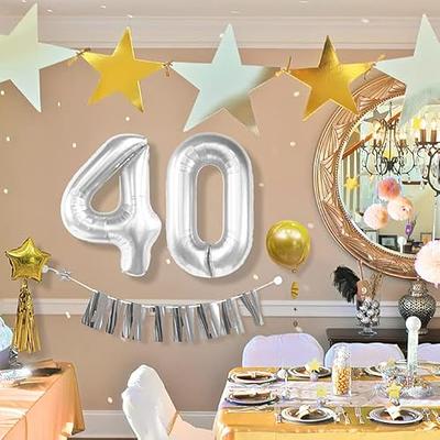 Birthday Decorations for Men, Black and Gold Anniversary Decorations  Birthday Balloons Tablecloth Tableware Serves Guests for Women (40th  Birthday