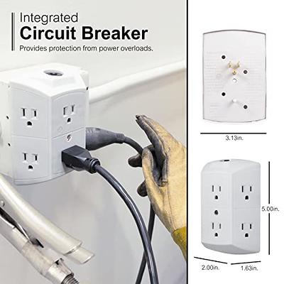 GE home electrical 6-Outlet Power Strip, 2 Pack, 2 Ft Extension Cord, Heavy  Duty Plug, Grounded, Integrated Circuit Breaker, 3-Prong, Wall Mount, UL