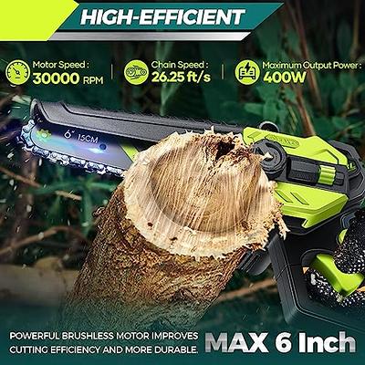 Saker 4 inch Mini Chainsaw, Portable Electric Chainsaw Cordless, Handheld Chain Saw Pruning Shears Chainsaw for Tree Branches , Courtyard, Household
