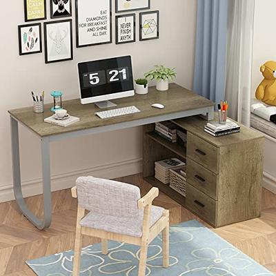 HOMCOM L Shaped Computer Desk with Storage Shelves Home Office Desk with Drawers and Cabinets Black