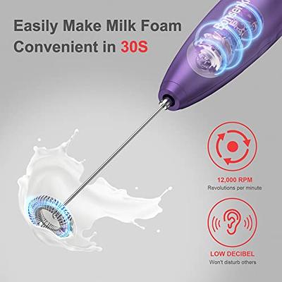 Bonsenkitchen Handheld Milk Frother Electric Hand Foamer Blender for Drink Mixer Perfect for Bulletproof Coffee Matcha Hot Chocolate Mini Battery