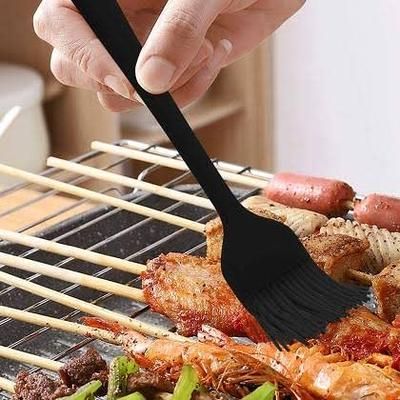 Silicone Basting Brush Set of Two Heat Resistant Long Handle Pastry Brush  for Grilling, Baking, BBQ and Cooking (Black) 