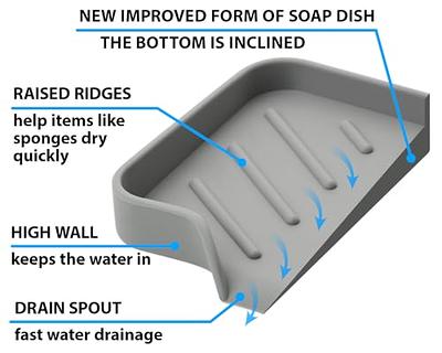 Silicone Soap Dish: Premium Gray Self-Draining Soap Bar Holder