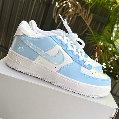 Baby blue custom Nike Air Force 1 mid High top sneakers