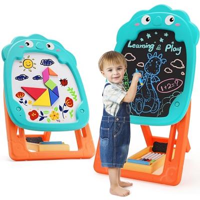 Easel for Kids, JUZBOT Deluxe Wooden Standing Kids Easel with Paper & 84PCS  A