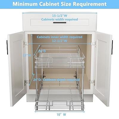 LYNK PROFESSIONAL® Pull Out Cabinet Organizer (2 Tier) Slide Out Drawers  for Kitchen Cabinets - 14 D x 21 W - Sliding Pantry Shelves - Roll Out