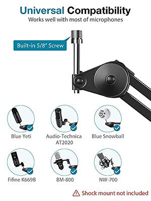 Blue Yeti Boom Arm with Extension Tube - Mic Boom Arm Compatible with  HyperX QuadCast, Weighted Metal Height adjustment Mic Arm for QuadCast,Blue
