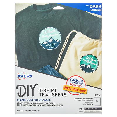 Avery Heat Transfer Paper for Dark Fabrics, 8.5 x 11 Paper Size, Iron On,  9.438 Width, (3279) - Yahoo Shopping