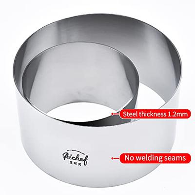 Round Cake Ring Mold, Stainless Steel 6 to 12 Inch Dessert Mousse Molds  with Pusher & Lifter Cooking Rings 