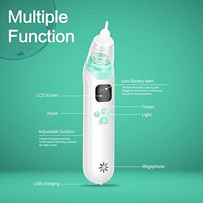 Baby Nasal Aspirator, Electric Nose Booger Sucker for Baby, Automatic Baby  Nose Cleaner USB Rechargeable with 5 Suctions Modes, Music & Colorful Light  Soothing Function for Infants Toddlers Kids Child 