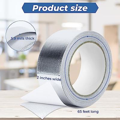 Premium Silver Aluminum Foil Tape (2 x65Feet,3.9mil), Insulation Adhesive  Metal Tapes for Ductwork, Heavy Duty Duct Tape for HVAC, Dryer Vents Pipe