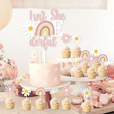 Daisy Party Decorations-Boho First Birthday Party Supplies Daisy Theme One  Backdrop Baby Girl 1st Birthday Decor(Pink)