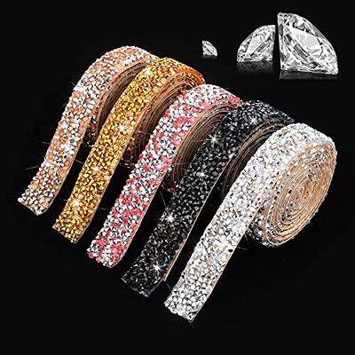 Thinp 5 Rolls Rhinestone Diamond Ribbon, Shiny Crystal Rhinestone