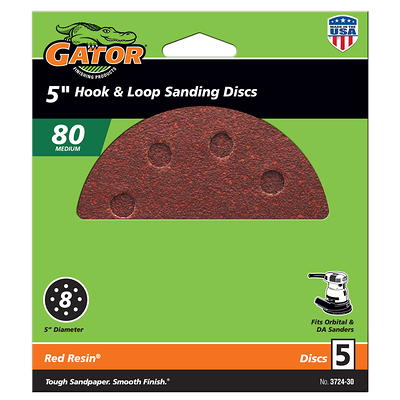 Gator 5-Inch 8-Hole Red Resin Aluminum Oxide Multi-Surface Hook and Loop  Sanding Discs, 80 Grit, 5-Pack, 3724-30 - Yahoo Shopping