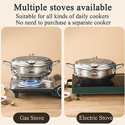 Deep Fryer Pot 304 Stainless Steel Frying Pan with Strainer Basket and  Handle,Japanese Tempura Fryer Deep Fryers Frying Pot for Frying Fish Shrimp