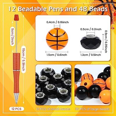 30Pcs Beadable Pens Plastic Bead Pen Black Ink Ballpoint Pens Diy