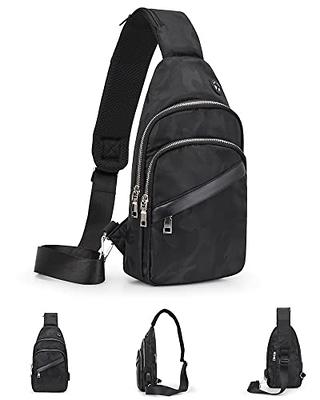 SEAFEW Black Small Sling Crossbody Backpack Shoulder Bag for Men Women–