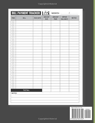 Bill Payment Tracker: Bill Payment Organizer Log Book for 9 Years, Monthly  Bill Payment Organizer, Budget Planner and Monthly Bill Organizer