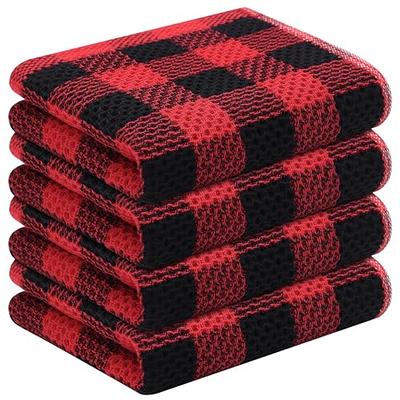 Homaxy 100% Cotton Waffle Weave Kitchen Dish Towels, Ultra Soft Absorbent Quick Drying Cleaning Towel, 13x28 Inches, 4-Pack, Dark Grey