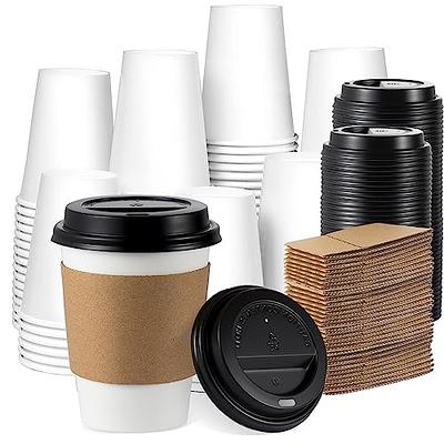 RACETOP Disposable Paper Coffee Cups 12 oz 100 Pack,12 oz White