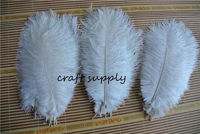 Piokio 10 pcs Natural White Ostrich Feathers 10-12 inch(25-30 cm