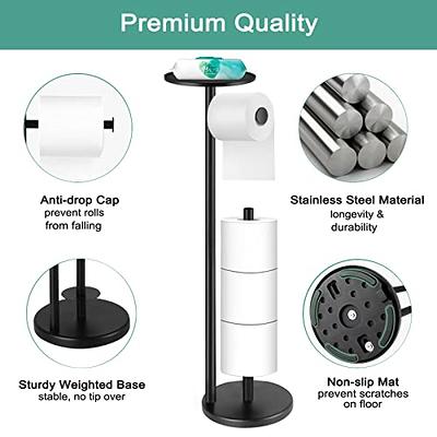 KASUNTO Toilet Paper Holder for Bathroom, Heavy Weighted Metal Free  Standing Toilet Paper Holder Stand with Crystal Ball, Toilet Paper Roll  Stand for