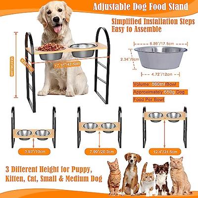 BestVida 12 Elevated Dog Bowls, Raised Dog Bowl Stand, Double Bowl Stand,  Pet Feeder Comes with Four Stainless Steel Bowls