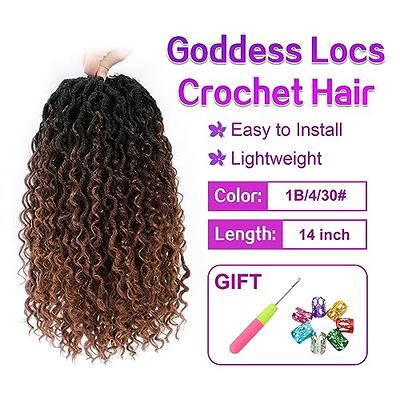 NEW Goddess Locs Crochet Hair River Fauxs Locs 18Inch Pre Looped Synthetic  Deep Curly Hairstyle Ombre Fauxlocs Crochet Braids Extensions 4Packs(1B/27