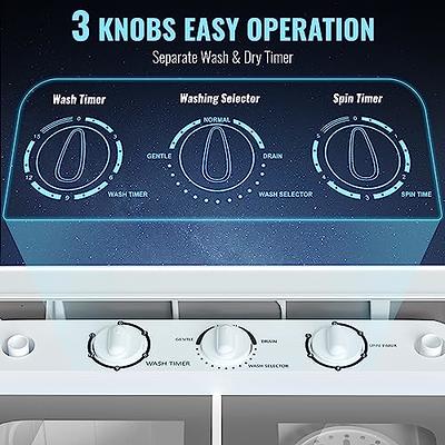 15LBS Portable Washing Machine, Compact Mini Washer Machine & Dryer Combo,  Built-In Gravity Drain, Small Twin Tub Washer With Spin Cycle For Laundry  Room, Apartments, Dorms, RV's (Grey)