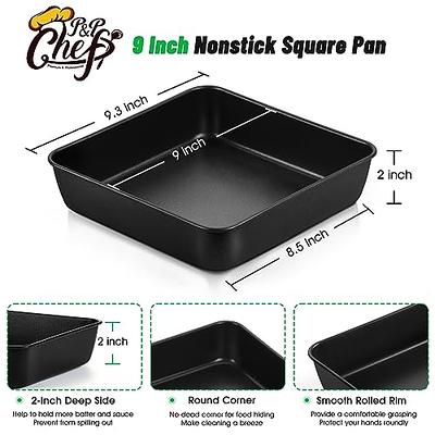 P&P CHEF 9 Inch Square Baking Pan, Square Cake Lasagna Pan, Nonstick Coated  Stainless Steel Lasagna Pan for Baking Roasting Serving, Oven Safe & Easy  Clean, Healthy & Durable - Yahoo Shopping