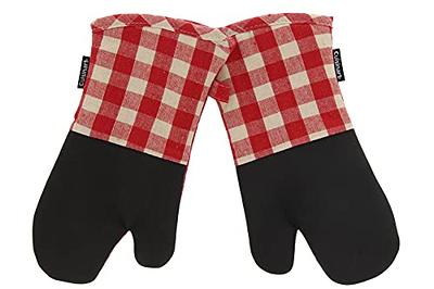 Red Plaid 100% Cotton Mini Oven Mitts With Silicone Palm (Set of 2)