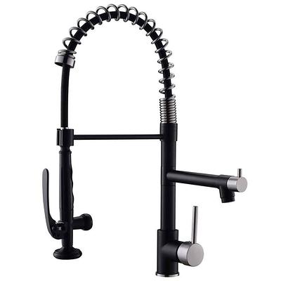 Single Handle Kitchen Faucet with Pull Down Sprayer 1 Hole Kitchen Sink  Faucet Brass Commercial Taps in Matte Black