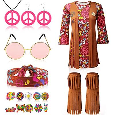 MTLEE 24 Pieces Hippie Costume Set Hippie Costume Accessories