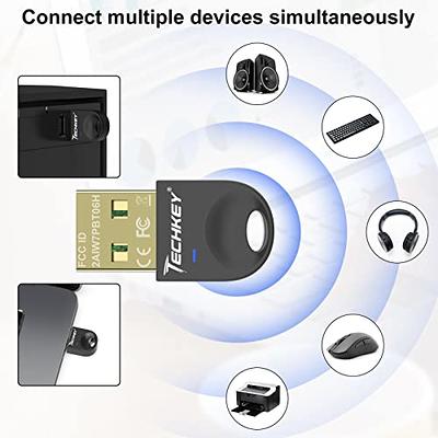 USB Bluetooth Adapter for PC Receiver - Techkey Mini Bluetooth 5.0 EDR  Dongle transmitter for Computer Desktop Transfer for Laptop Bluetooth  Headset