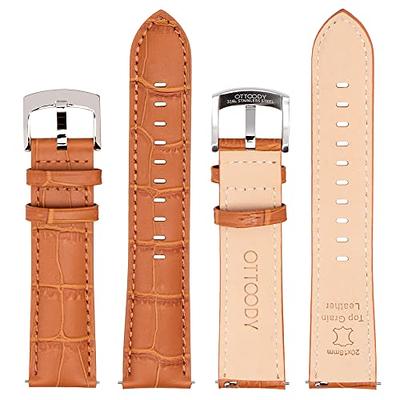 BINLUN Leather Watch Band Genuine Calfskin Replacement Watch Strap Quick Release Crocodile Pattern 10 Colors 13 Sizes for Men Women(12mm,14mm,16mm