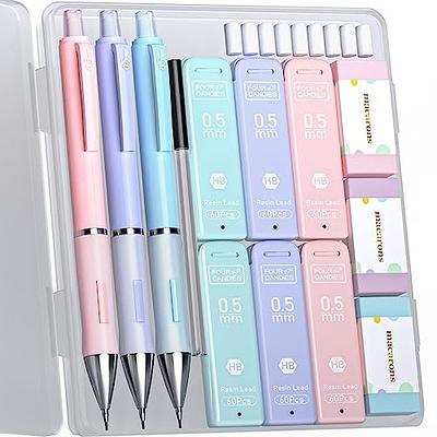 Four Candies 2PCS Metal Mechanical Pencils Set with Case, 0.5mm & 0.7 mm  Artist Pencil with 6 Tubes (360PCS) HB Lead Refills, 3 Erasers,9 Eraser  Refills For Writing Drafting, Drawing, Black&Sliver - Yahoo Shopping