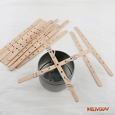 MILIVIXAY 100pcs Wooden Candle Wick Holders, Candle Wicks