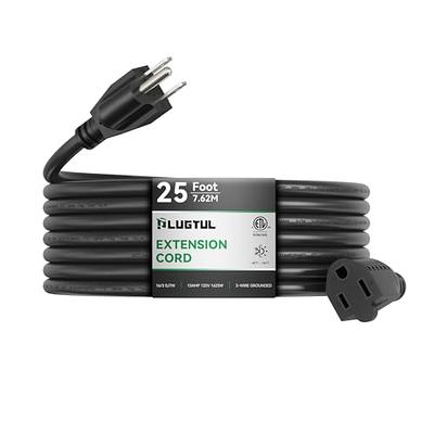 PLUGTUL Outdoor Extension Cord 25 FT Waterproof, 16/3 Gauge Black Heavy  Duty 3 Prong Extension Cord, 13A 1625W SJTW, ETL Listed, Great for Garden  and Home - Yahoo Shopping