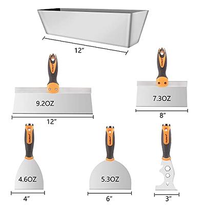MulWark Drywall Hand Tool Kit,5PC Putty Knife Scrapers, Spackle