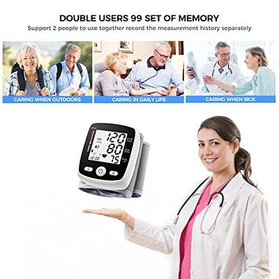 Blood Pressure Monitor Digital Wrist Blood Pressure Machine Automatic Cuff  BP Detector 2x99 Readings Memory Large Display Voice With Carrying Case