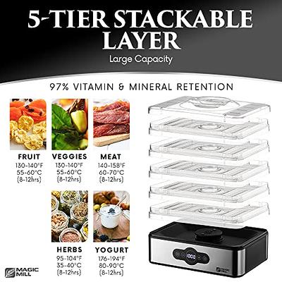 Magic Mill Commercial Food Dehydrator Machine, Adjustable Timer and  Temperature Control, Dryer for Jerky, Herb, Meat, Beef, Fruit and  Vegetables, Over Heat Protection