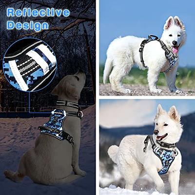  WINSEE Dog Harness No Pull, Pet Harnesses with Dog Collar,  Adjustable Reflective Oxford Outdoor Vest, Front/Back Leash Clips for  Small, Medium, Large, Extra Large Dogs, Easy Control Handle for Walking 