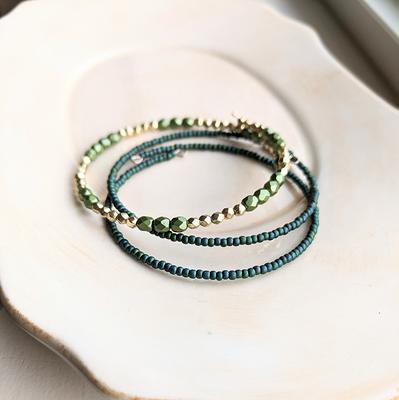 Glass Seed Beads Bracelet/ Stackable Beaded Bracelet
