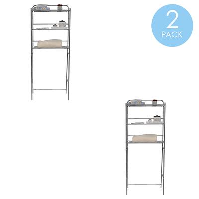 Home Basics 3 Tier Steel Space Saver Over The Toilet Bathroom Shelf with Open Shelving, Chrome