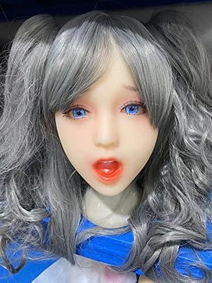 LOERSS Silicone Doll Head, Advanced Hair Transplant or Wig,Makeup Doll Head  for Silicone Dolls, Lifelike Female Single Doll Head, Snap or M16 Studs