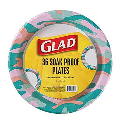 Glad Everyday Square Disposable Paper Plates with Falling Foliage Design, Small | Cut-Resistant, Microwavable Paper Plates for All Foods & Daily Use