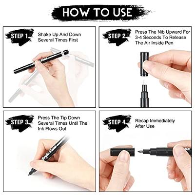 FLYMAX Black Acrylic Paint Pen, 6 Pack 0.7mm Acrylic Black Permanent Marker Black Paint Pen for Glass Ceramic Rock Leather Plastic Stone Metal Canvas