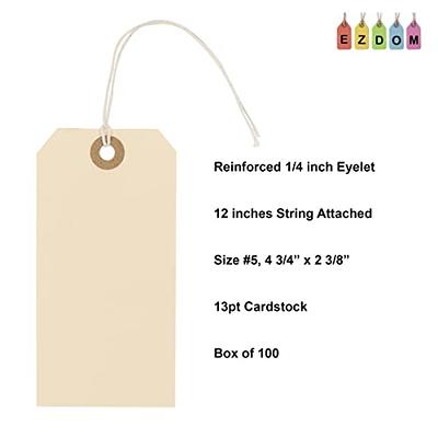 Manila Tags with String Attached - 4 3/4 x 2 3/8 Box of 100