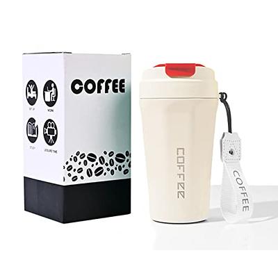 MIRA Coffee Mug Cup with Handle and Lid, 14 oz Stainless Steel 