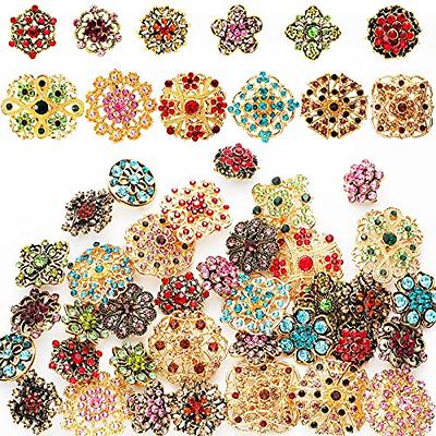 36 Pieces Brooches Jewelry for Women Mixed Color Rhinestone Flower